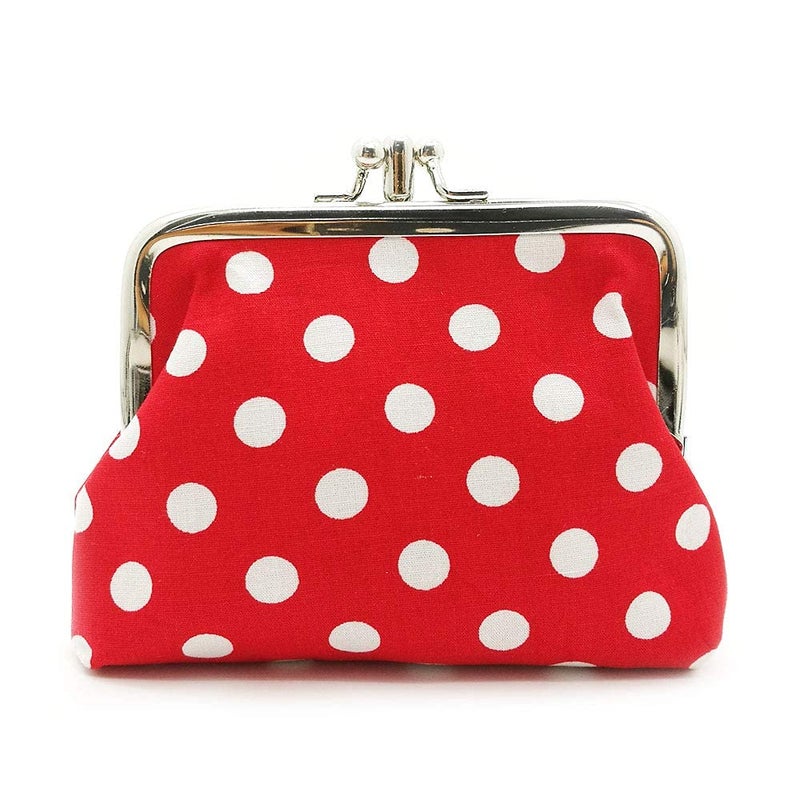Sanxiner Cute Polka Dot Buckle Coin Purses Vintage Pouch Kiss-lock Change Purse Wallets - Image 4